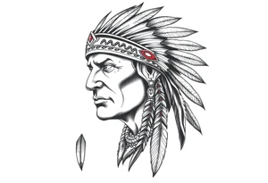 Native American warrior with head dress and arrows tattoo idea