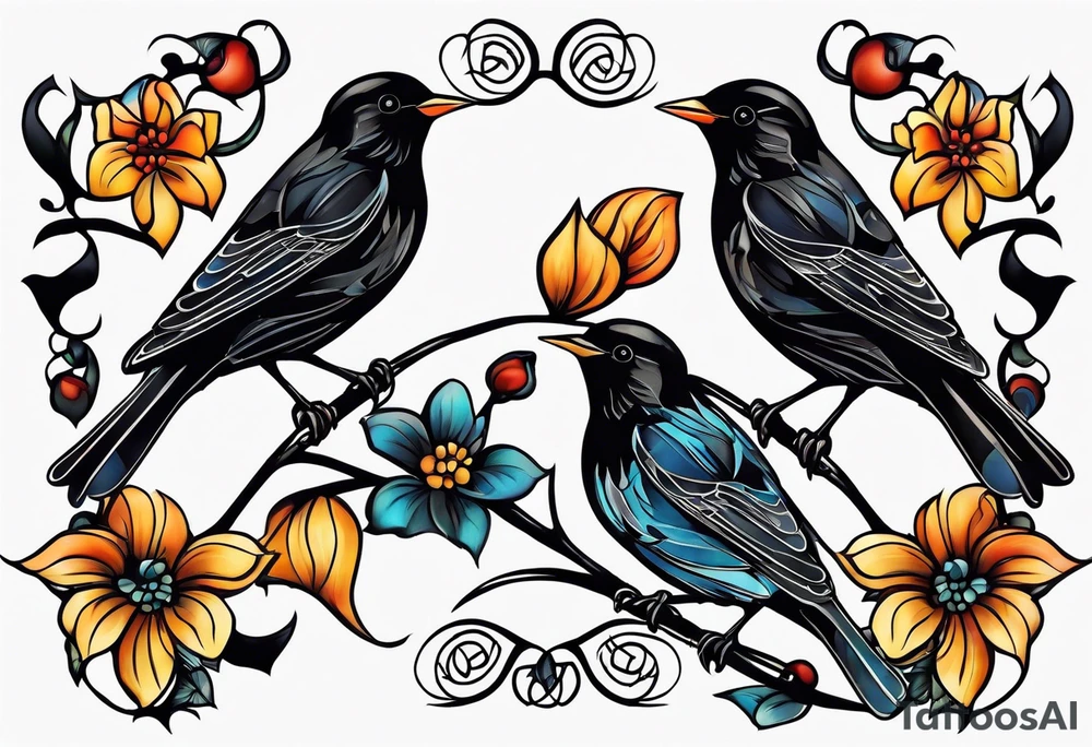 Your interpretation of the Beatles song blackbird. Be abstract and not realistic tattoo idea