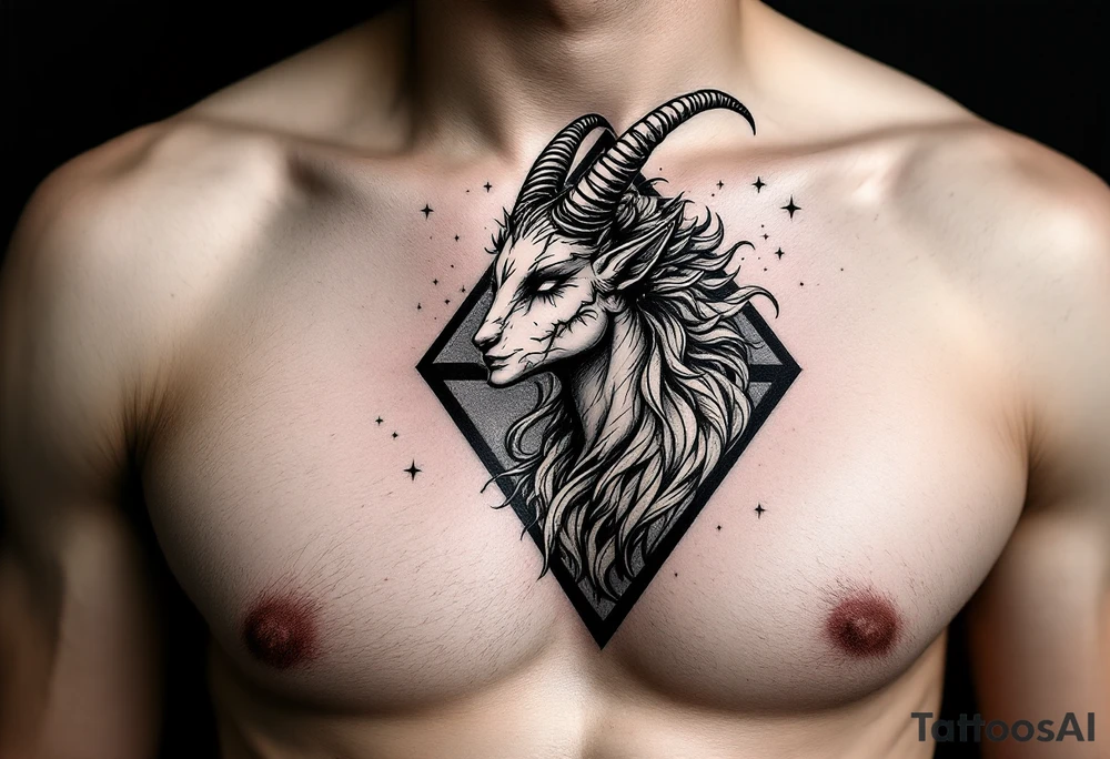 Capricorn head and body y starsign  10x10 cm tattoo idea