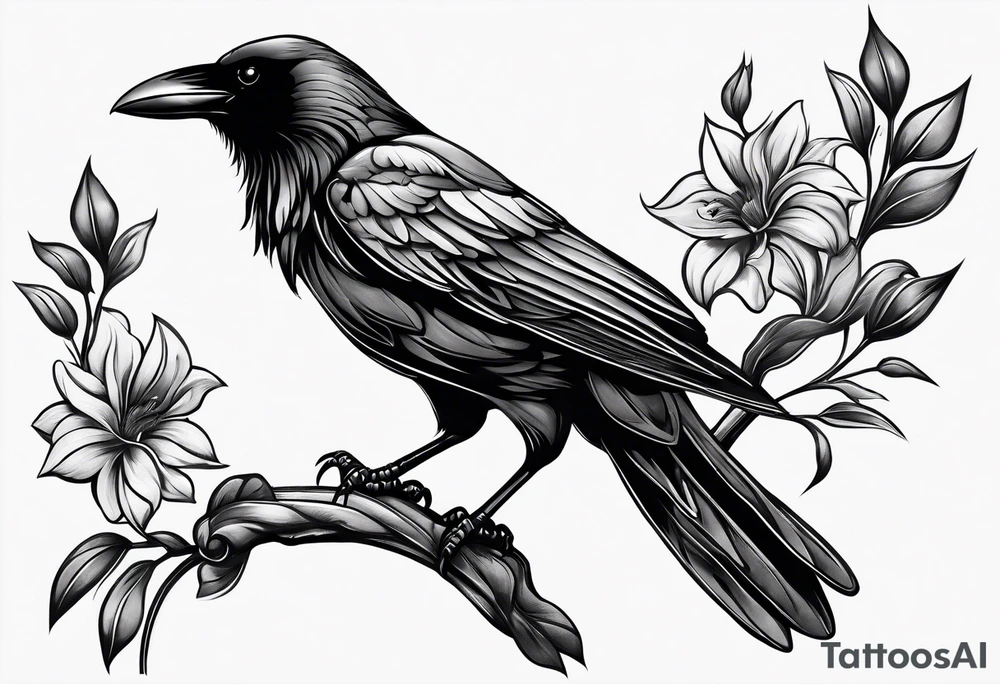 Crow with a paint brush tattoo idea