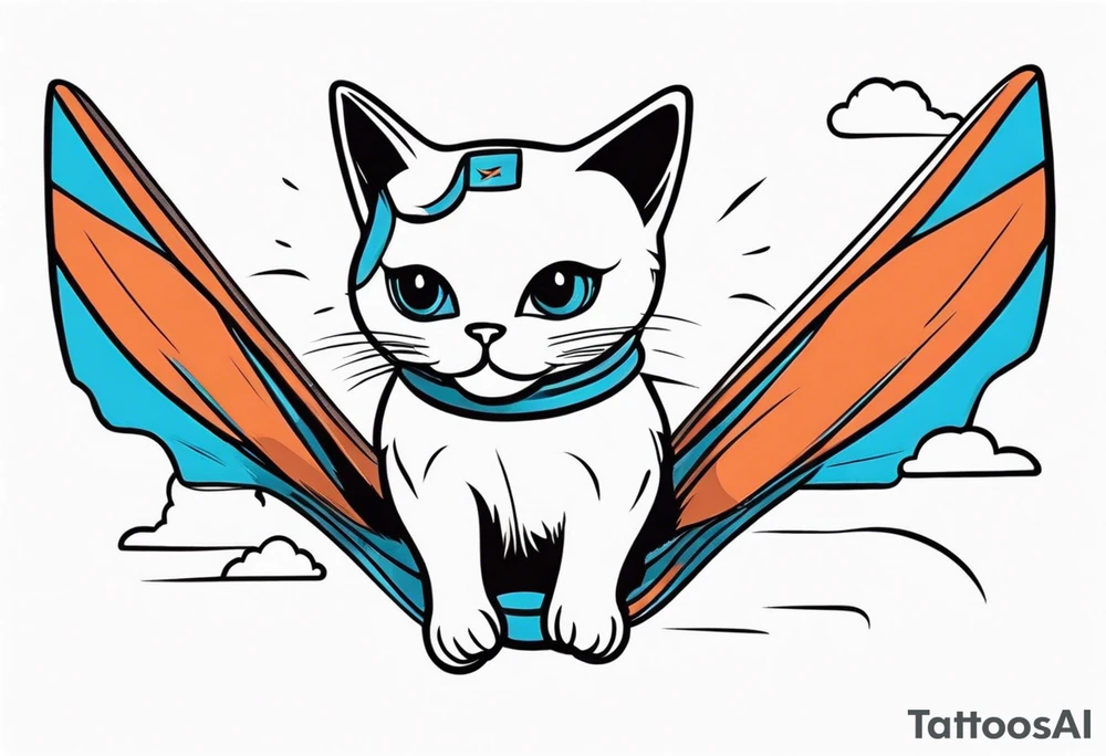 sky diving cat tattoo idea