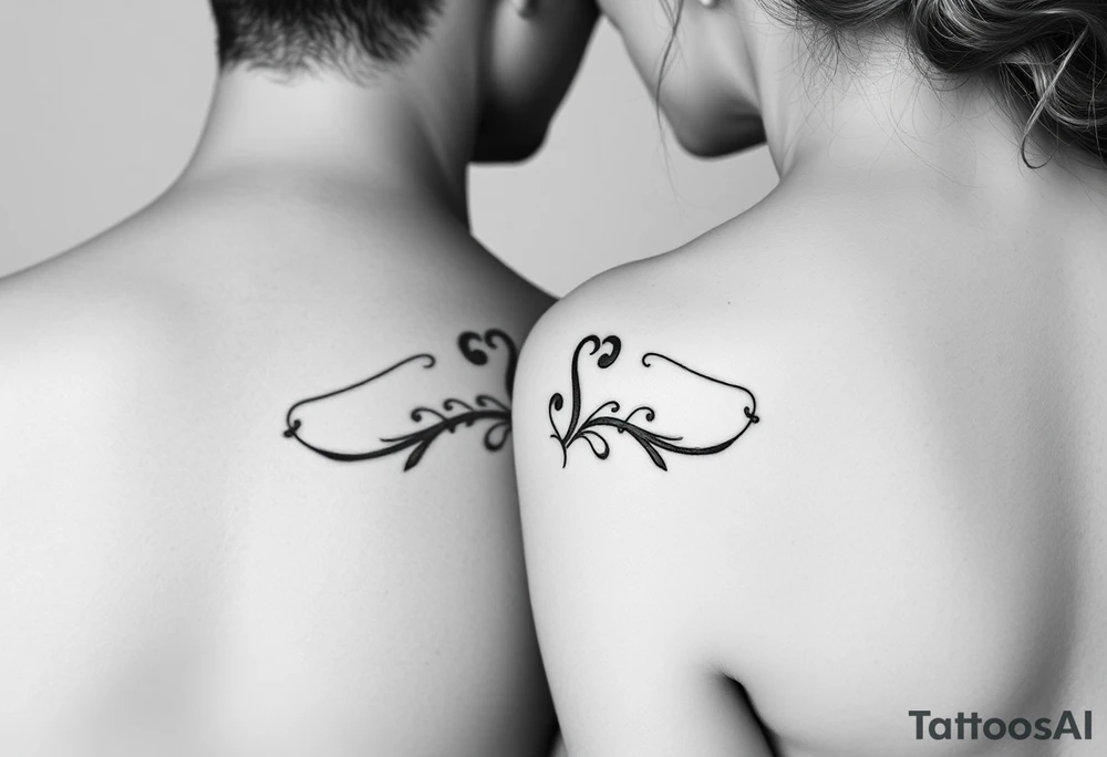 Partnertattoo für Ehepaar, dazu den Anfangsbuchstaben S von dem gemeinsamen Nachnamen tattoo idea