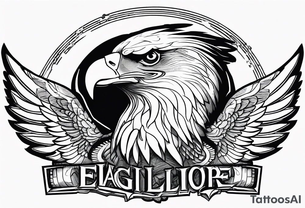 realistic eagle full body  sit face front closed wings tattoo idea