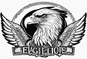 realistic eagle full body  sit face front closed wings tattoo idea