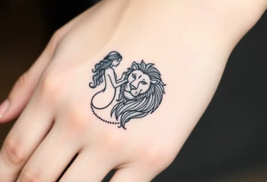 Virgo woman in love with Leo lion tattoo idea