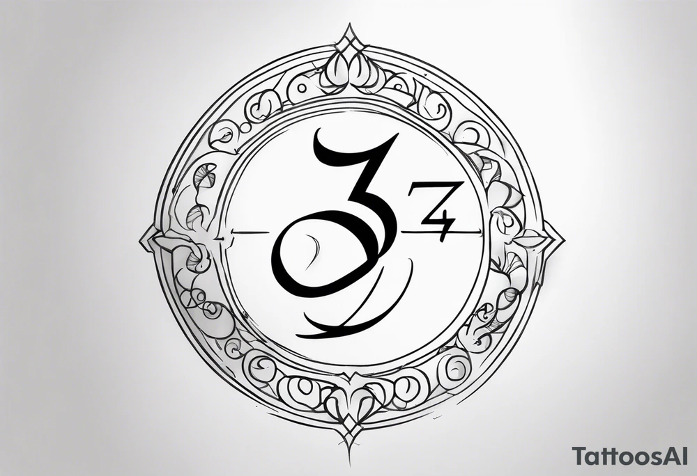 ⅓ with simple flourishes or design elements around the numbers tattoo idea
