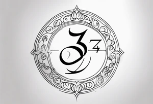 ⅓ with simple flourishes or design elements around the numbers tattoo idea