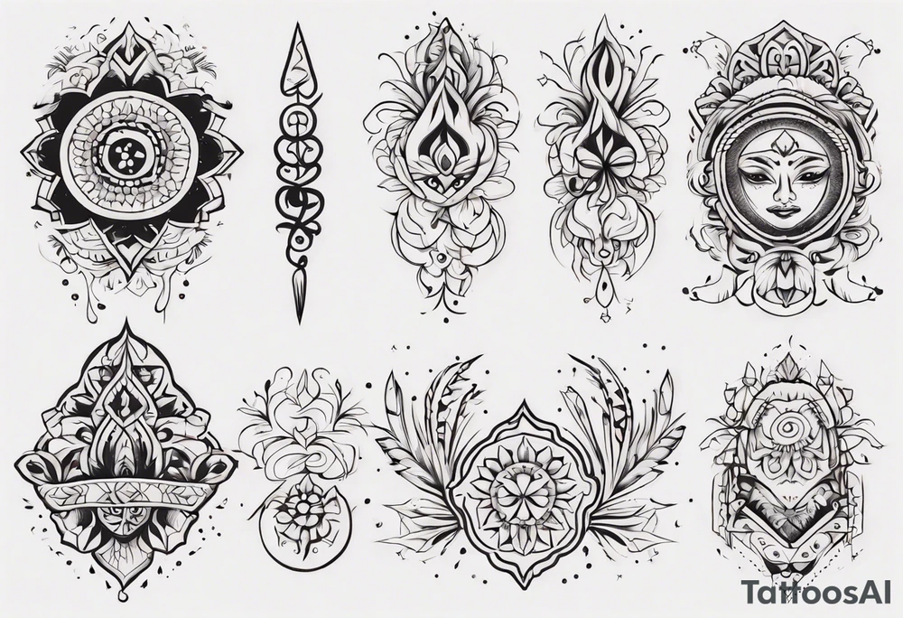 Minimalist Ornemental traditional henne style tattoo idea