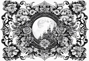 Moon floral chandelier tattoo idea