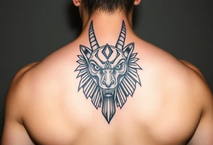 Angry muscle Egyptian Anubis god face tattoo idea