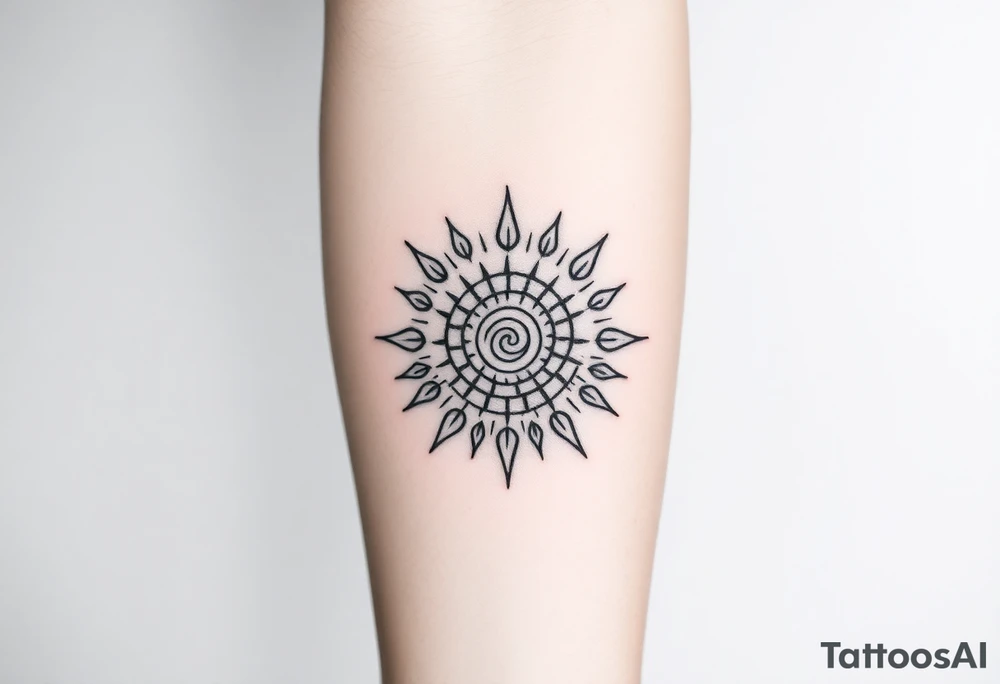 Fibonacci spiral sun tattoo idea