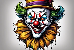 scary cartoon clown tattoo idea