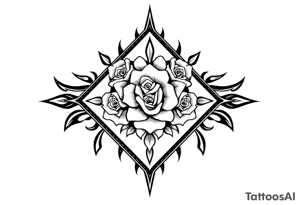 A lot of small roses in a diamond shape tattoo idea