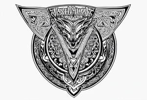 Valhalla sword shield dragon axe Valknut tattoo idea
