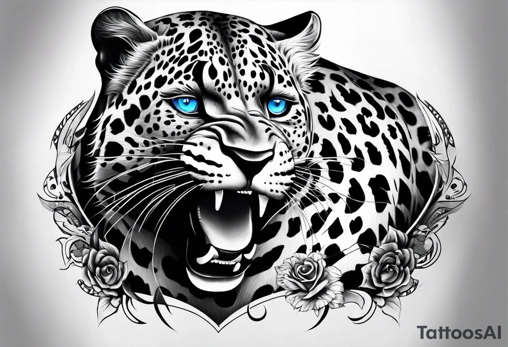 you leopard with blue eyes tattoo idea
