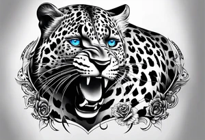 you leopard with blue eyes tattoo idea