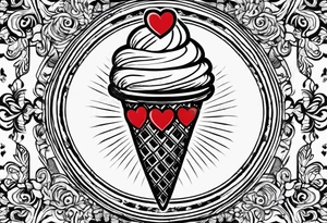 small ice cream cone with small red heart on it somewhere while representing Scotland tattoo idea