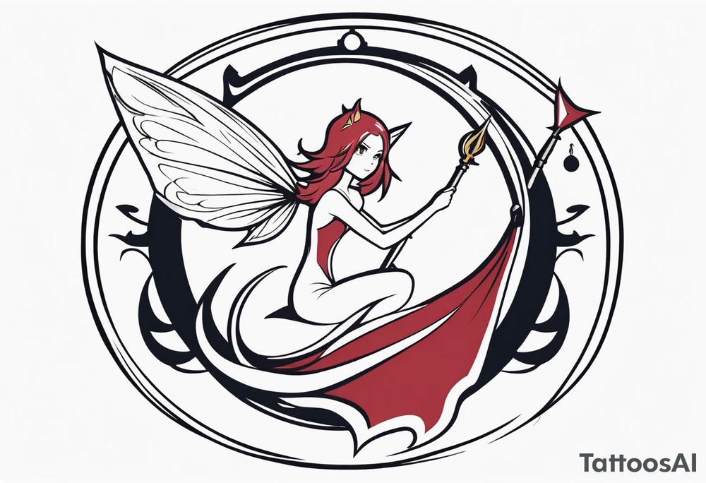 A fairy with a tail inspired by the Fairy Tail anime guild logo tattoo idea