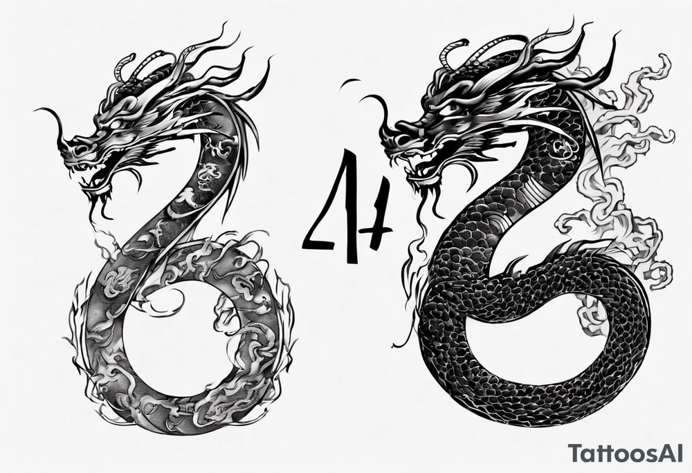 Number 24 with a Chinese dragon around it tattoo idea