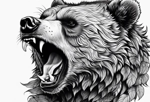 growling bear with a hedgehog between his arms tattoo idea