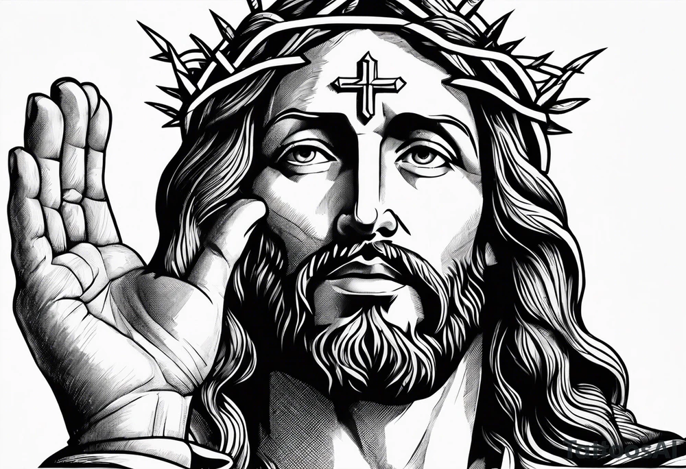 jesus nailed hand tattoo idea