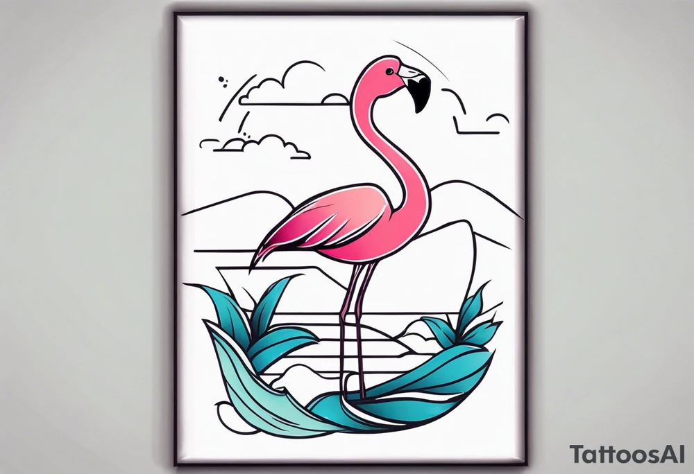 cute flamingo tattoo idea