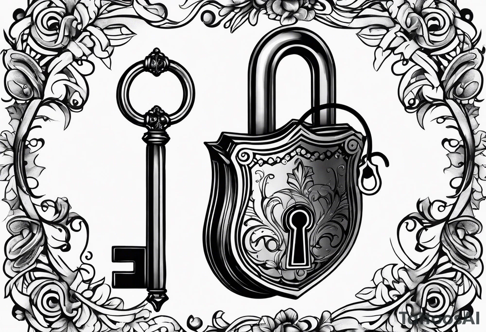 a small, stylized lock and key. tattoo idea