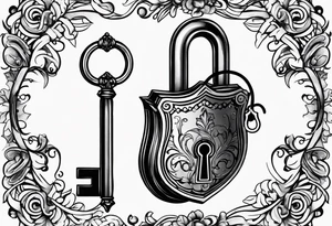 a small, stylized lock and key. tattoo idea