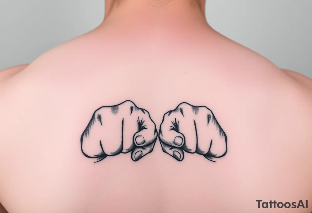 Symbolizing fathers death, two fist pumps which is the last thing I did before he died tattoo idea