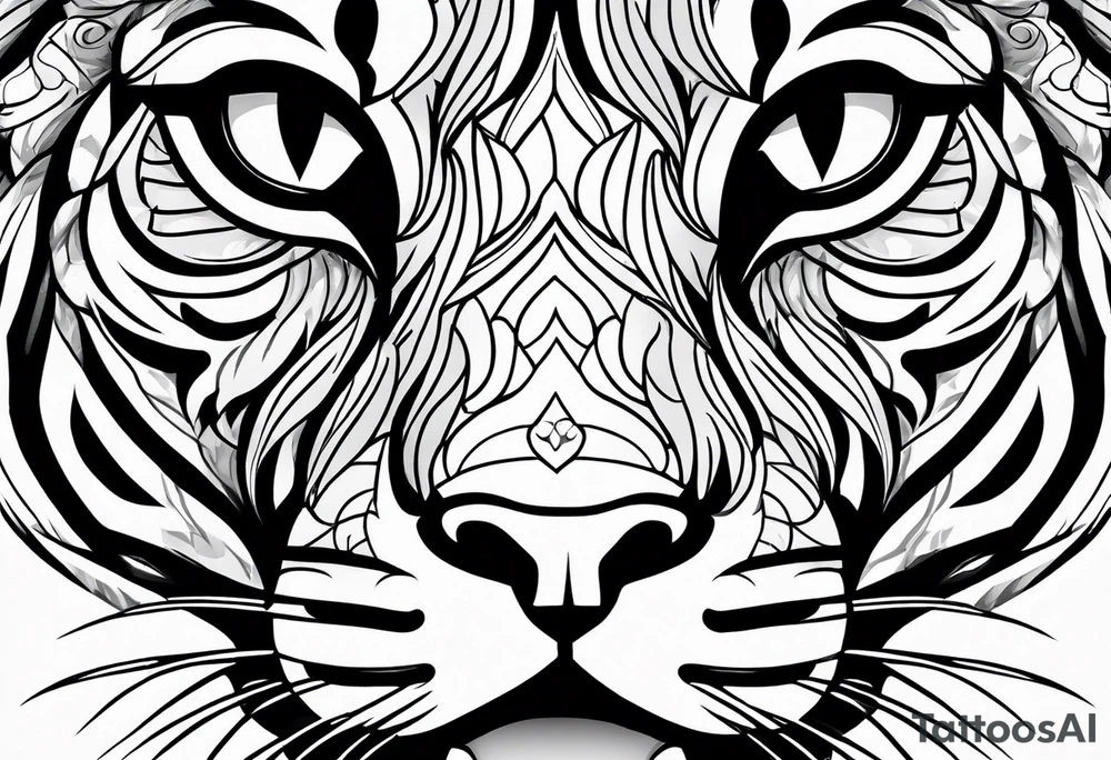 mountain lion face, teeth showing tattoo idea