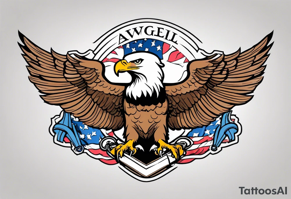 American eagle flying holding anchor in talons tattoo idea