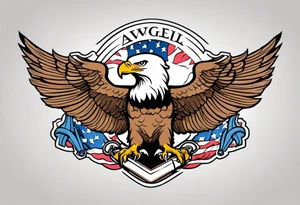 American eagle flying holding anchor in talons tattoo idea