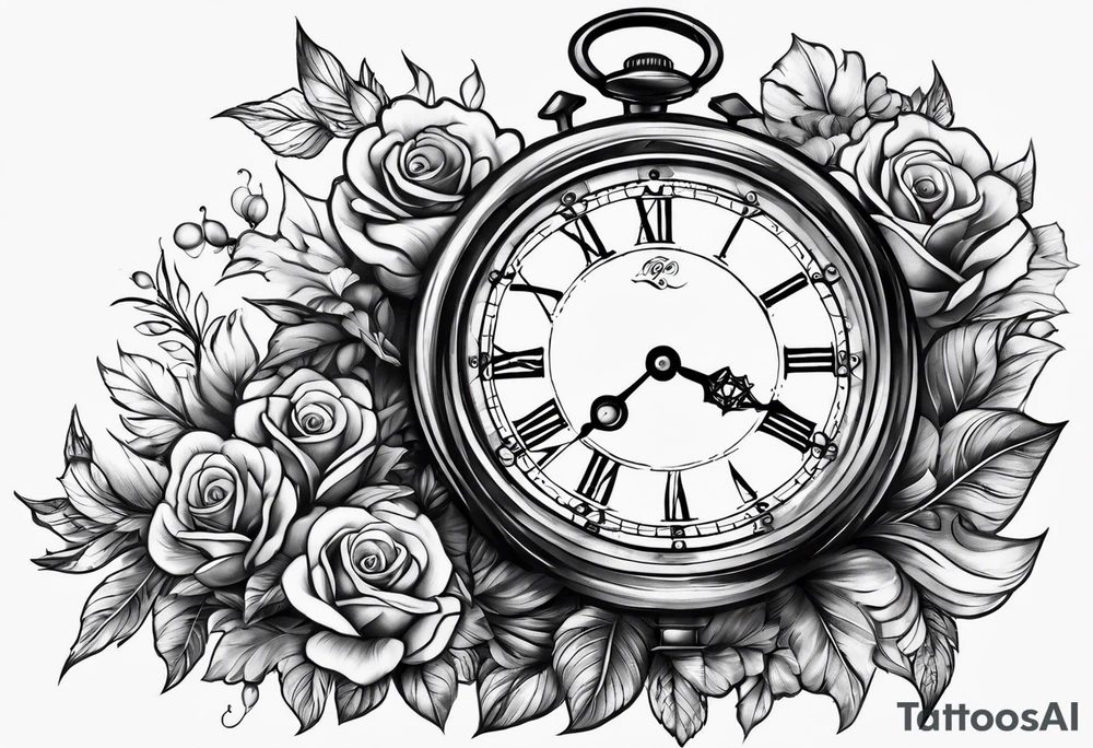 time travel lower sleeve design tattoo idea