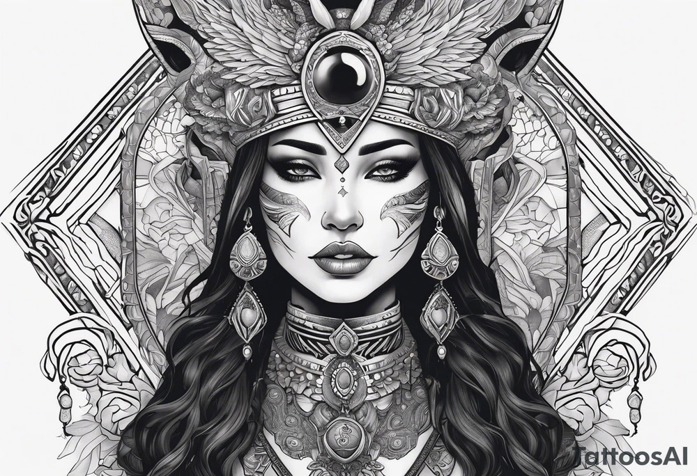 kali ma, alien goddess, valkrye, aries, pirate, divine feminine, zenza resonance, pachamama, lotus azul, blank panther, eagle, skull, 5D, nueva gaya, dna 12 tattoo idea