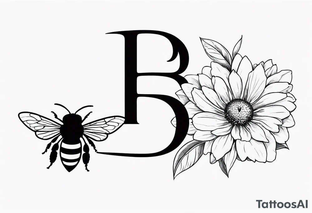 Letter B and A bee symbolizing facing fears and best friendship with the letter b tattoo idea