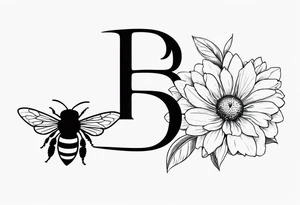 Letter B and A bee symbolizing facing fears and best friendship with the letter b tattoo idea