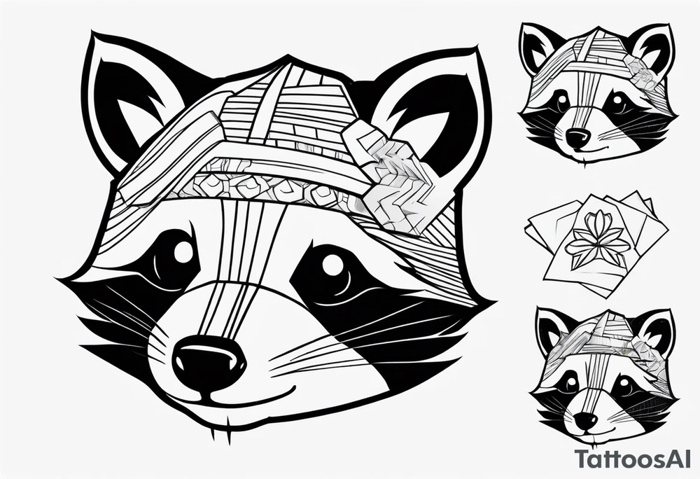 Cute raccoon with a mask tattoo idea