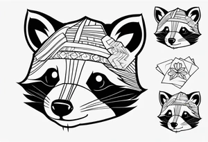 Cute raccoon with a mask tattoo idea