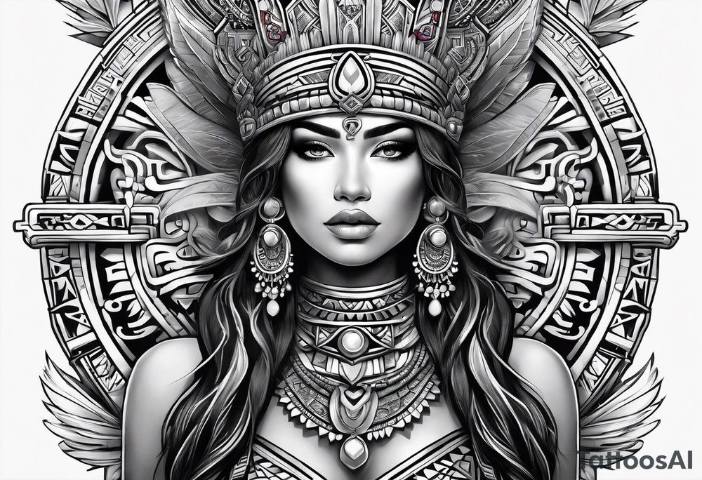Aztec princess, ollin symbol tattoo idea