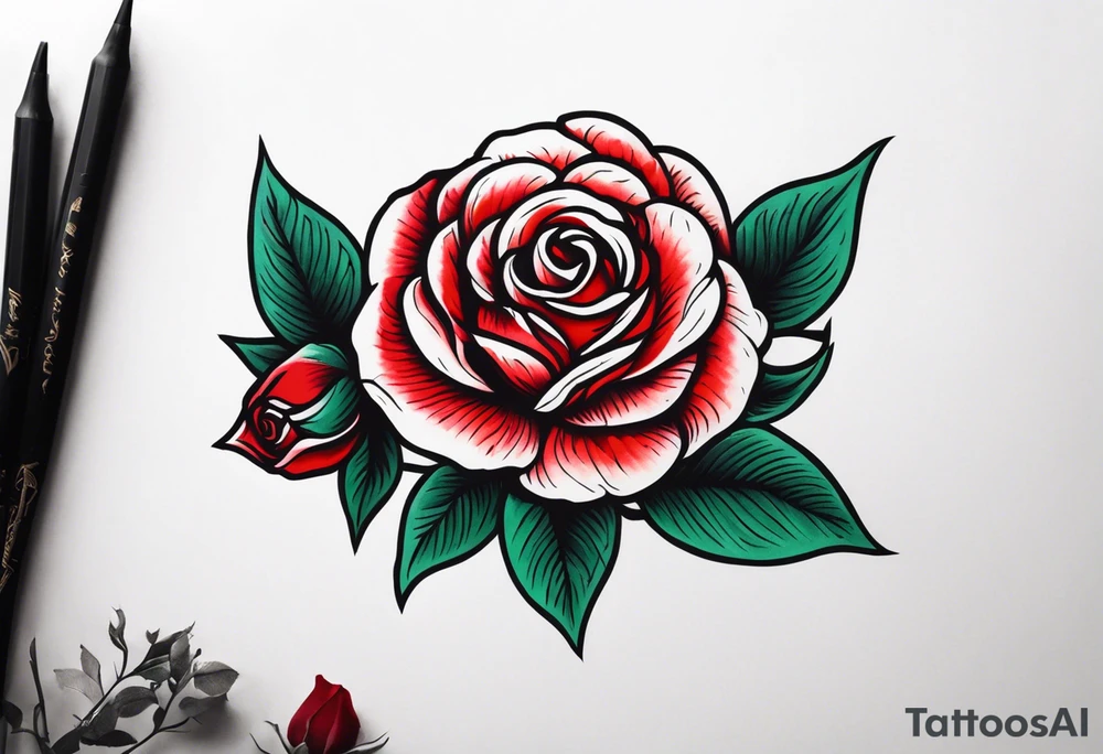 traditional rose bundle red tattoo idea