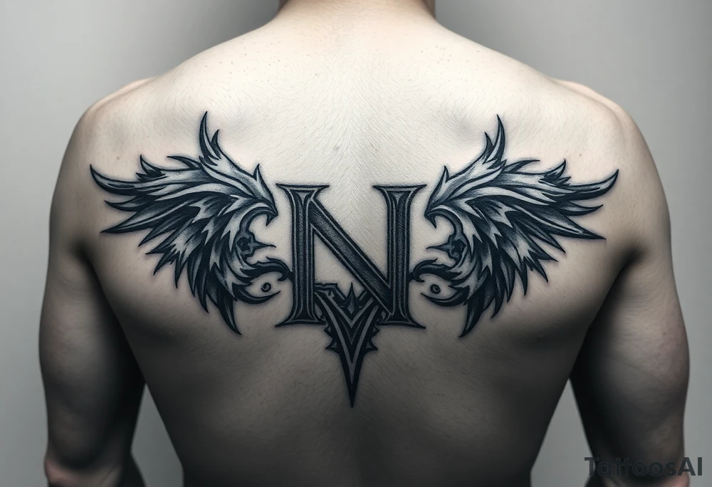 give me a tattoo idea of the letter N with a 100$ tattoo idea