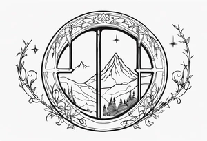 Lord of the rings and Harry Potter mashup but more lord of the rings heavy. Small simple dainty fine line and minimal. Objects only. Hobbit door hole, wands, elvish writing, deathly hallows tattoo idea