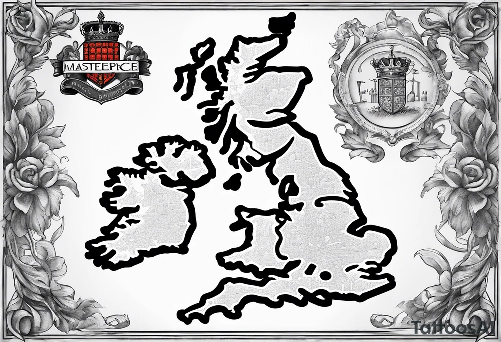 map of England with sword tattoo idea