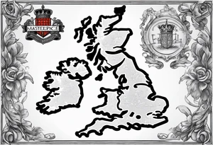 map of England with sword tattoo idea