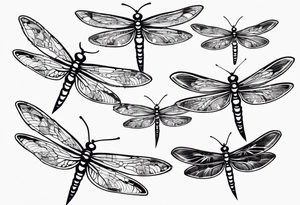 4 dragonflies flying together simple tattoo idea