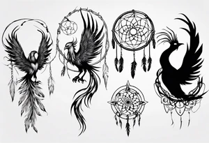 Phoenix with dream catcher tail tattoo idea