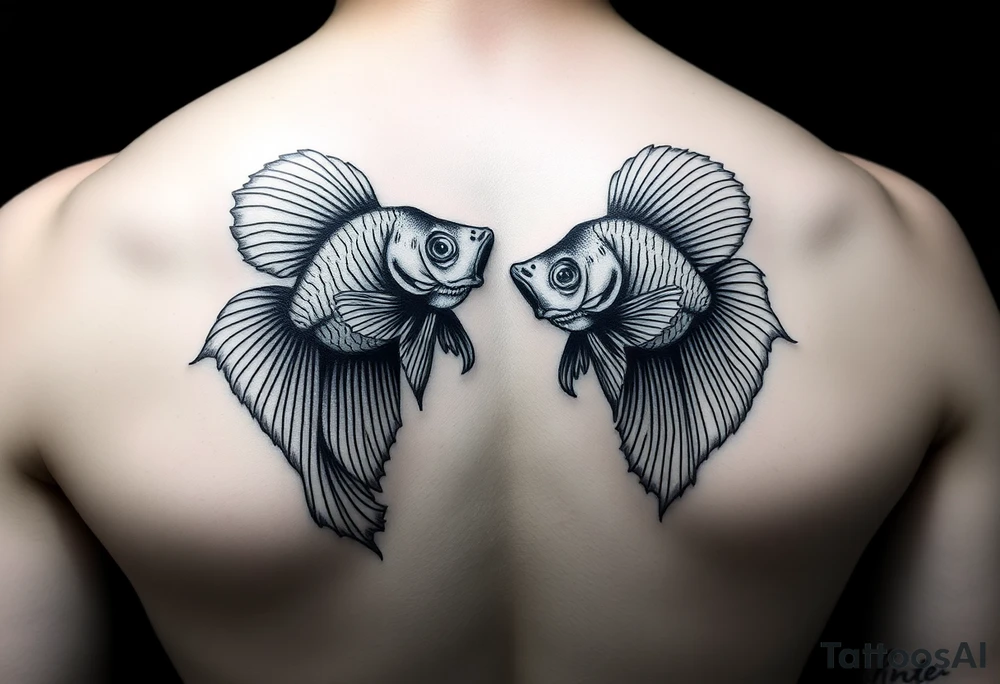 Two bettas as brothers bonded tattoo idea
