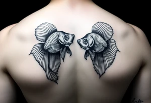 Two bettas as brothers bonded tattoo idea