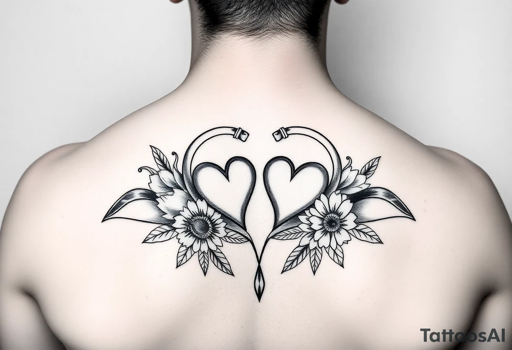 Virgo and Scorpio combination banner's hearts and flowers tattoo idea