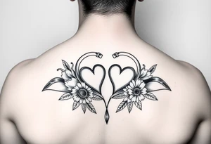 Virgo and Scorpio combination banner's hearts and flowers tattoo idea